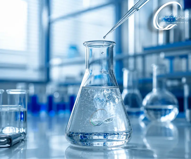 بررسی مکانیسم واکنش اسید کلریدریک با آب و علت یونش کامل آن